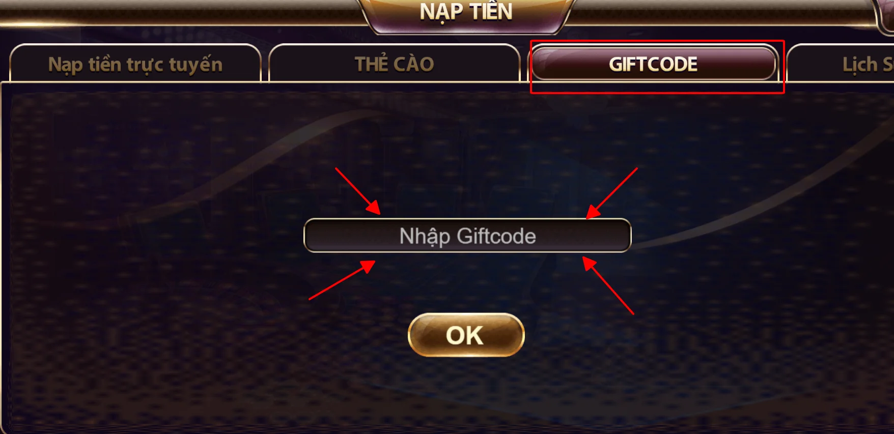 nhập code tdtc